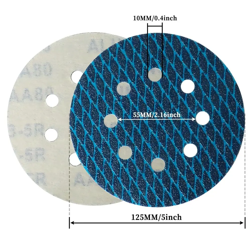 5 inch 8-Hole Sandpaper Premium Aluminum Oxide Hook Loop AntiClog DustExtract for Random Orbital Sander Woodworking Metal Polish