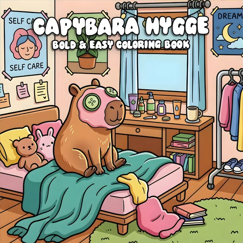 Capybara Coloring Book Cute Animal Graffiti Drawing Notebook For Kids Stress Relief Leisure Painting