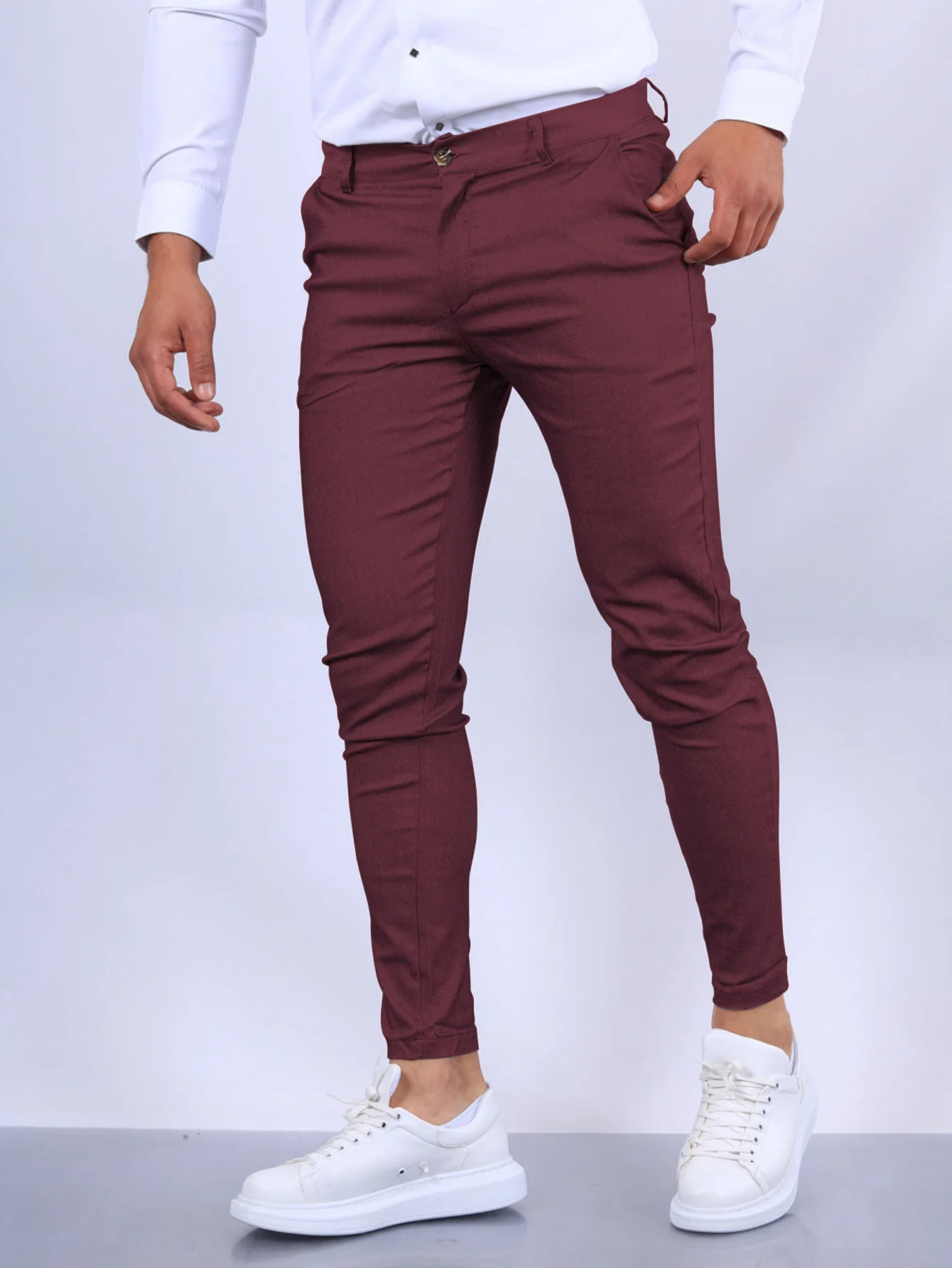 Calça Formal Casual confortável masculina, Monocromática, Europeia e Estados Unidos, Bezerro de vento, Moda, Quatro Estações