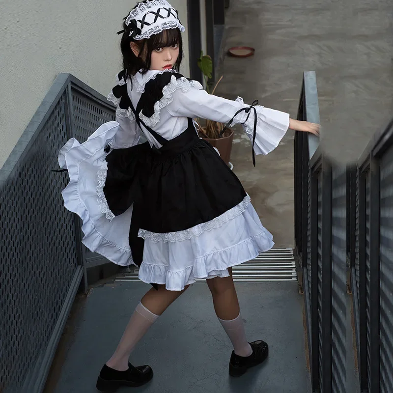 Roupa de empregada feminina anime lolita vestido bonito bamнич calzoncillos mucam avental preto e branco vestido masculino café traje cosplay