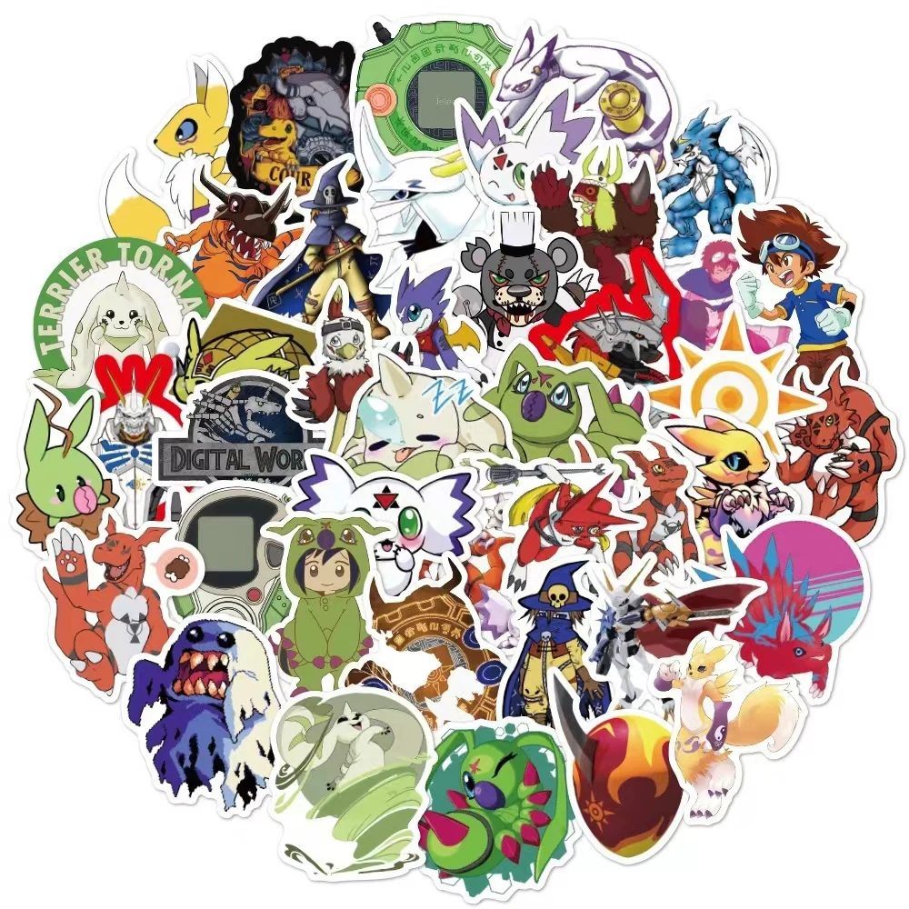 10/30/50/100pcs Digimon Adventure Stickers Agumon Gabumon Sticker Motorcycle Skateboard Stationery Phone Piyomon Tentomon Decal