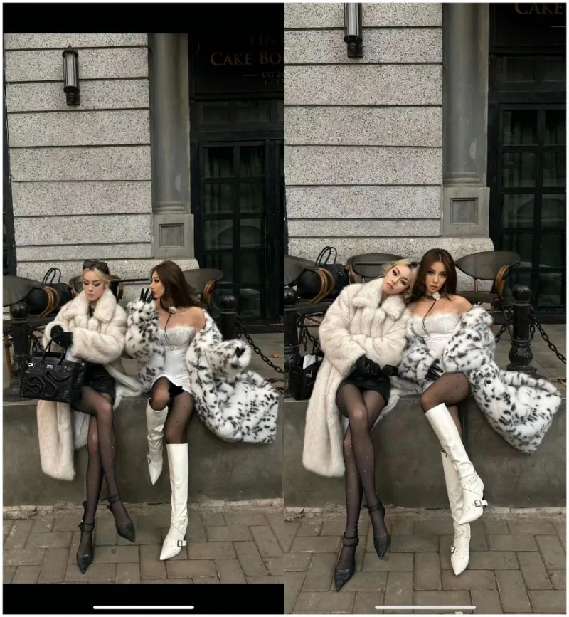 Fl 2025 marca de inverno moda estilo russo menina com cinto maxi casaco de pele peluda feminino jaqueta de pele de cordeiro falso quente grosso outerwear novo