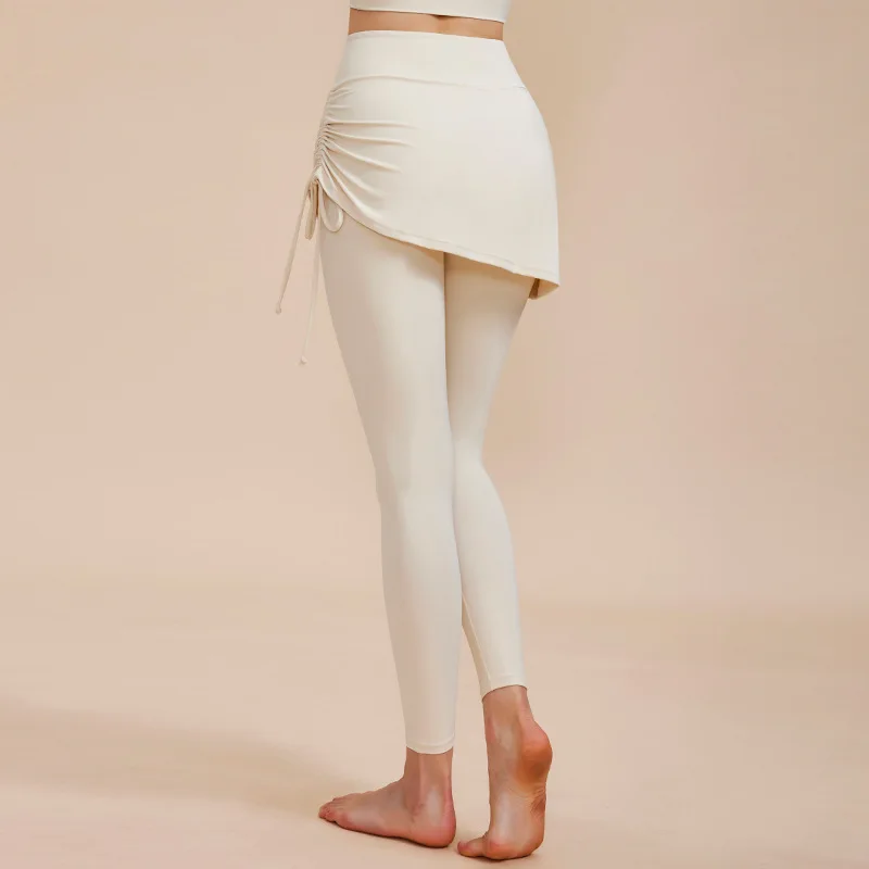 JHJN Sports Skirts And Pants Yoga Draw Rope Sports Dance Pants Quick Drying Run Bodybuilding Naked Fitness Pants Luxury Brand