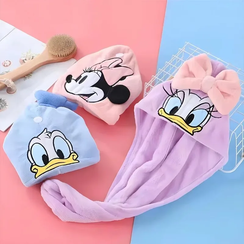 Disney Minnie Mouse séchage de cheveux chapeau dessin animé marguerite Donald canard femme bonnet de douche enfants dessin animé foulard serviette cadeaux jouets