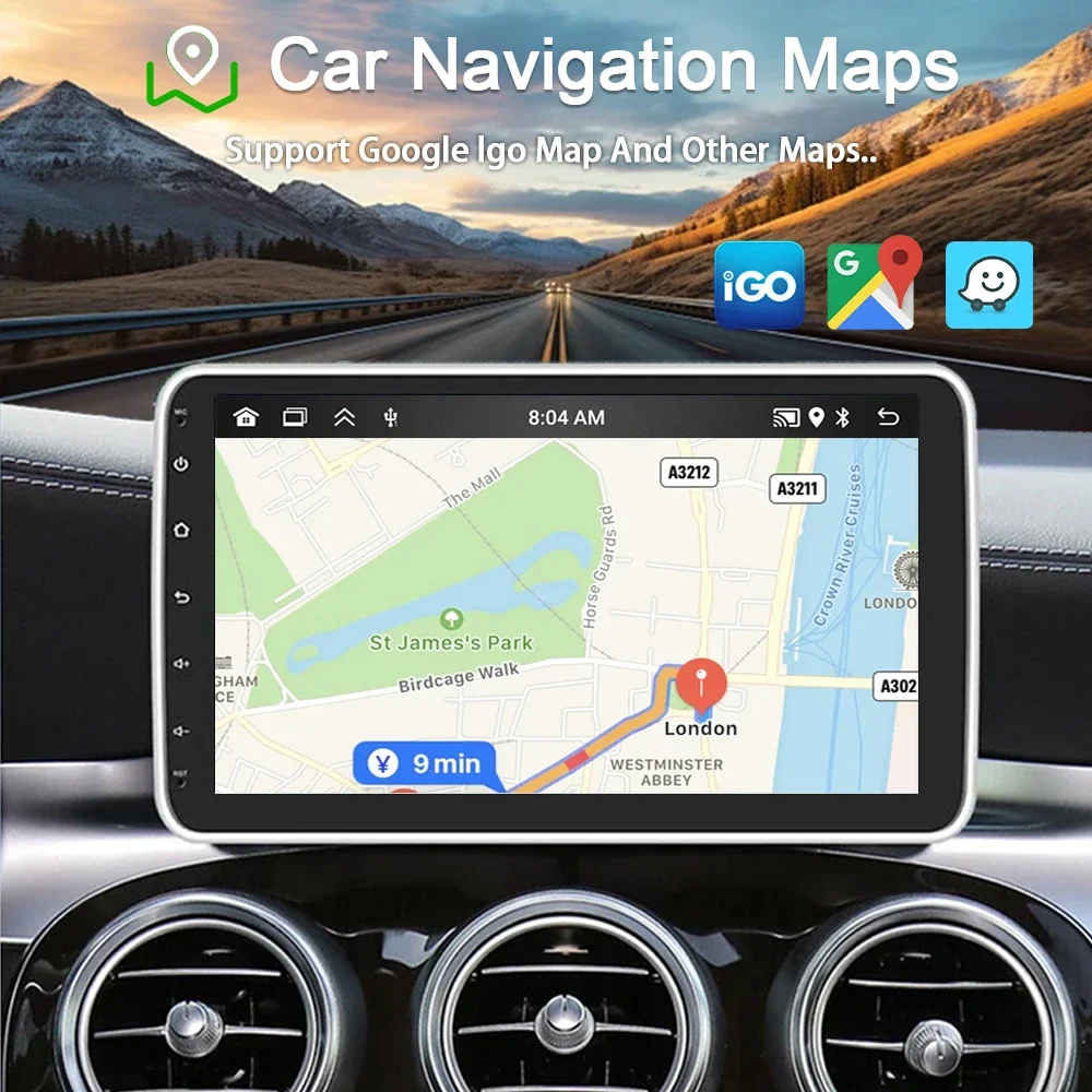 LELV 360 Rotatable 9 10“ Car Radio For Universal Car Multimedia Player Stereo 1DIN Video Carplay Head Unit 4G