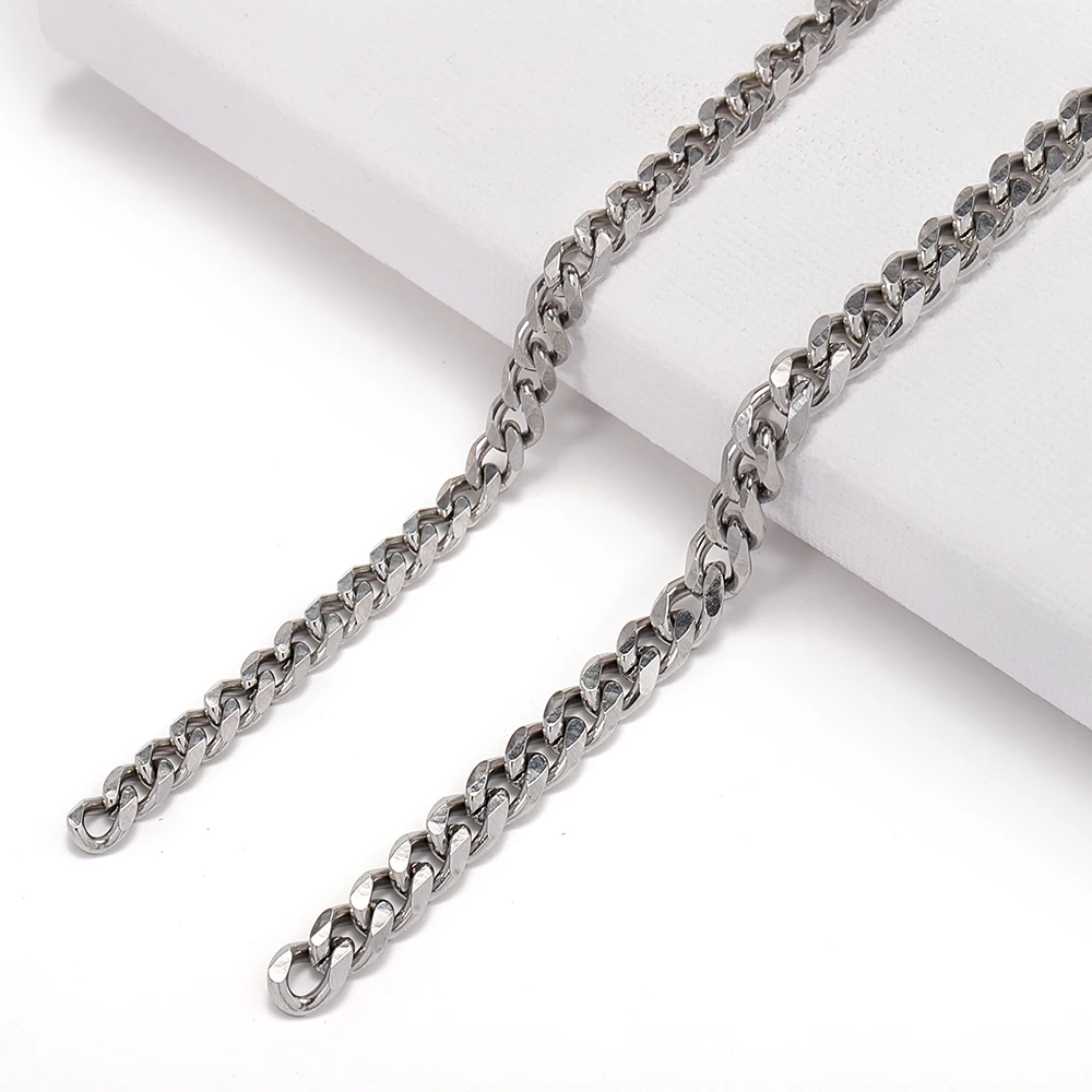 1meter Stainless Steel Cuban Chain for Jewelry Making Bulk Thick Flat Link Chains