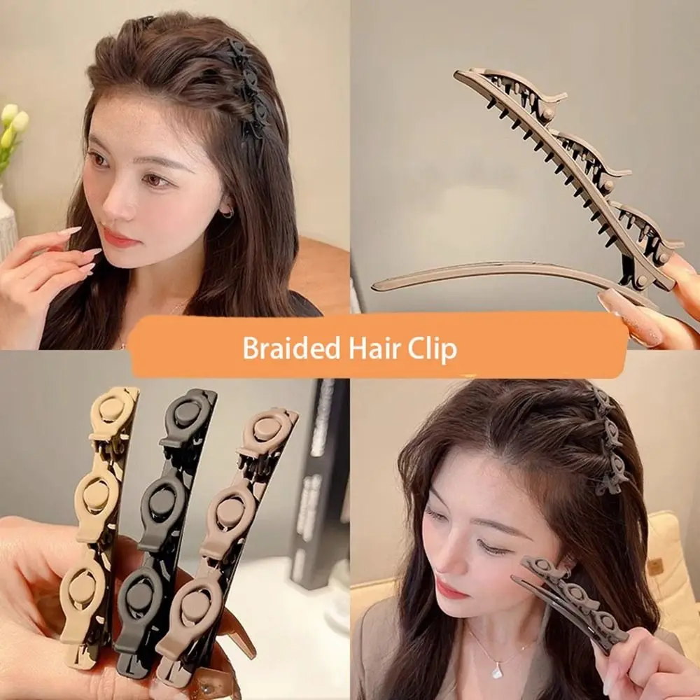 Retro Side Barrettes Braided Hair Clip Korean Style Plastic Duckbill Clip Headwear Hairpin Bangs Clip Daily