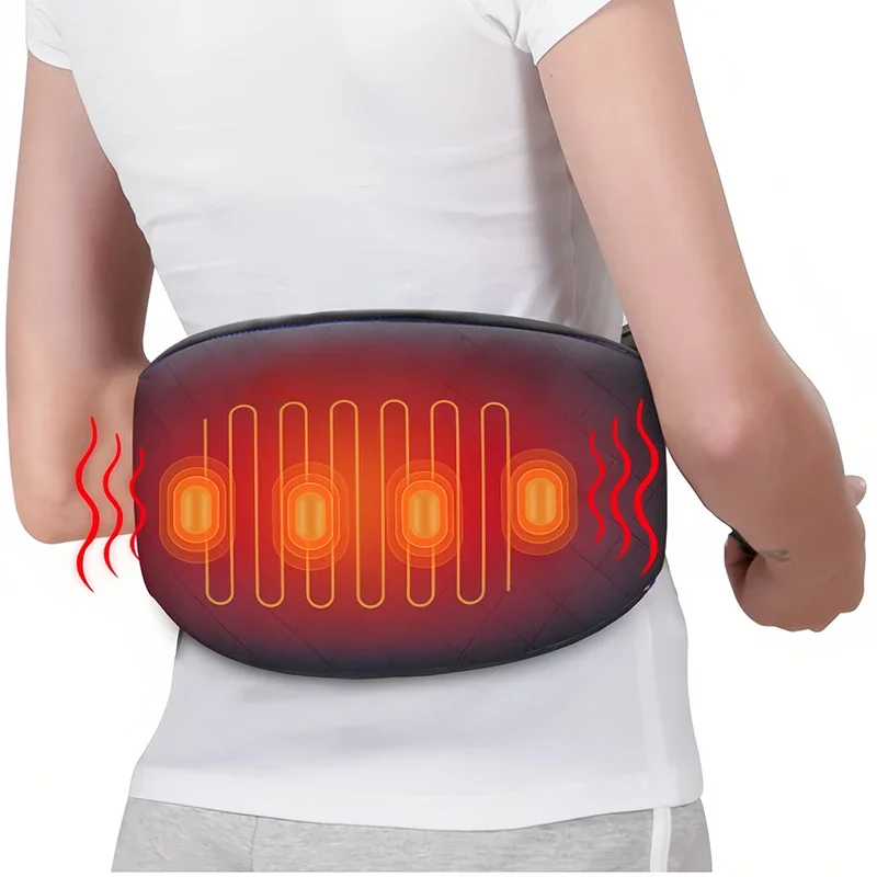 Electric Heating Waist Belt Vibration Lower Back Massager with Heating Pad for Back Pain and Cramp Relief Blood Circulation