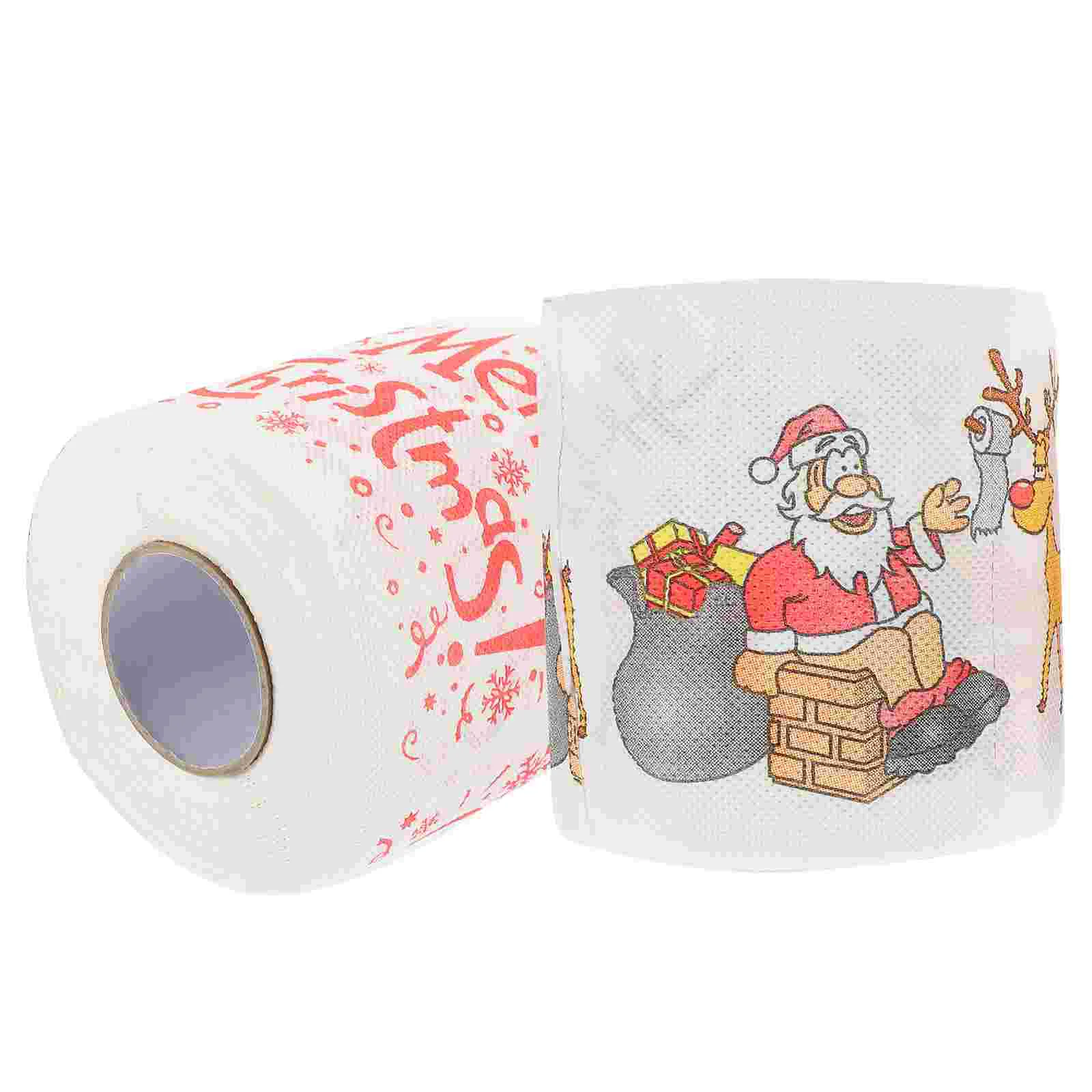 2 rollos divertidos regalos secretos de Navidad carta navideña toalla de tela papel higiénico de Reno