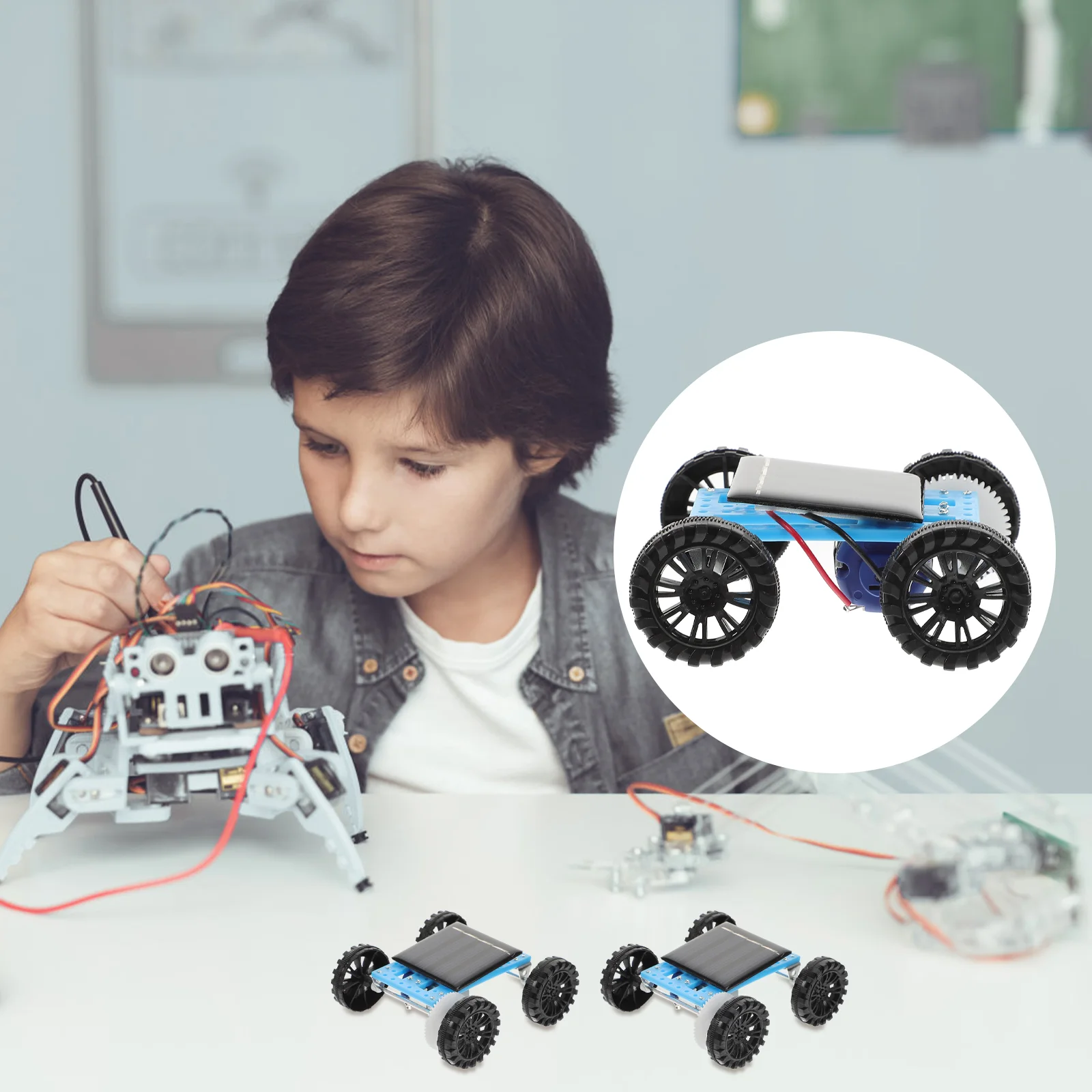 2pcs Mini Solar Powered Car Toy DIY Gadget Assembly Scientific Educational Toy for Kids DIY solar car