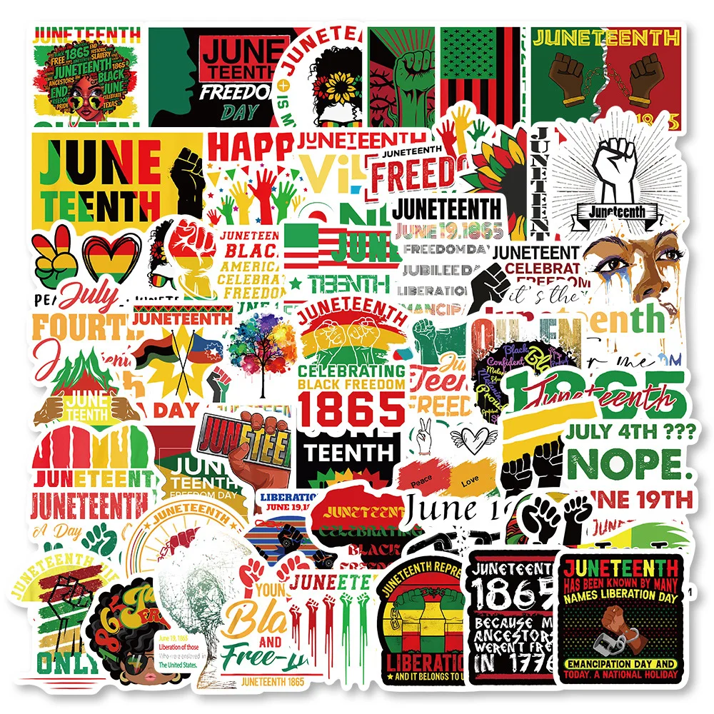 

50Pcs 1865 Juneteenth the Black Liberation Stickers Laptop Guitar Skateboards Luggage Fridge Phone Sticker Decals