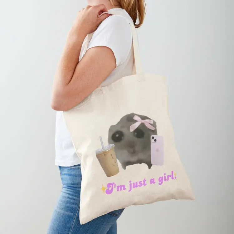 

I'm Just A Girl Sad Hamster Tote Bag Reusable bags hand bags tote bags aesthetic shopping bag