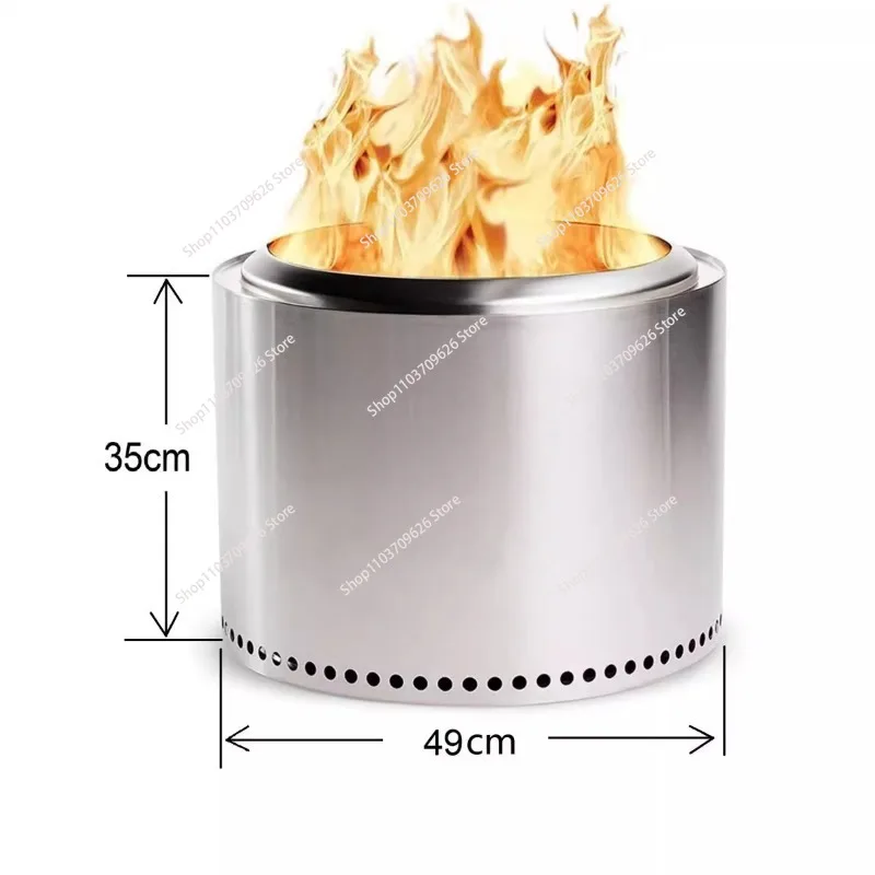 Stainless steel 304 smokeless fire pits round 19.5 inch wood bruning bonfire portable with bag for camping