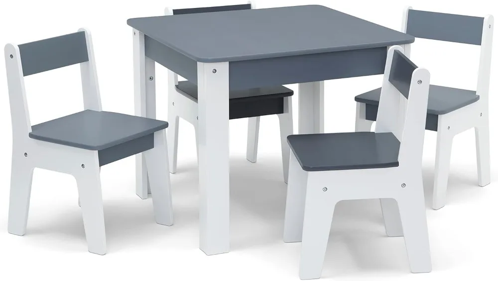 

Greenguard Gold Certified Kids Table and 4 Chair Set in Grey/White - Safe and Durable