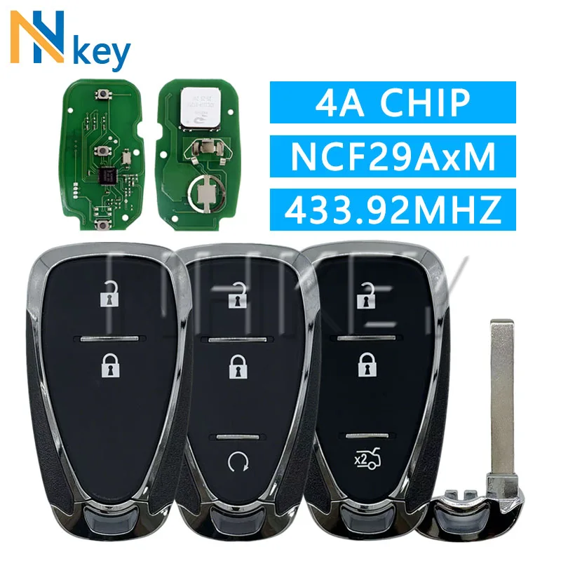Llave Inteligente para Auto NH Key Compatible con Trax Tracker, Orlando, Onix, JM Spark, 2ALBS-1SG65, Chip 4A, NCF29AxM, 433MHz, Control Remoto