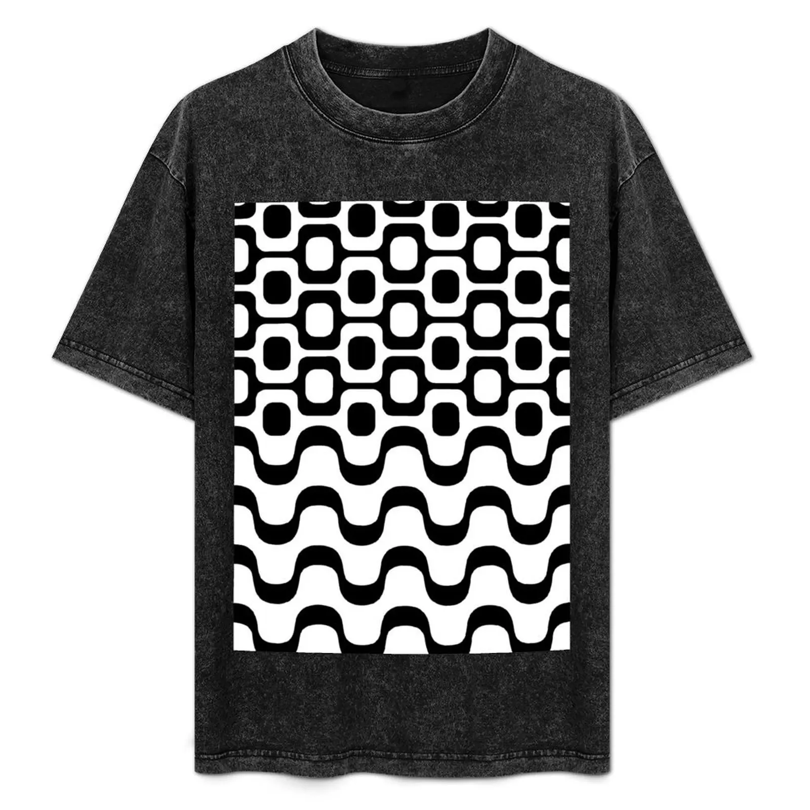 Camiseta Ipanema / Copacabana en blanco y negro, cuello redondo, talla grande y alta