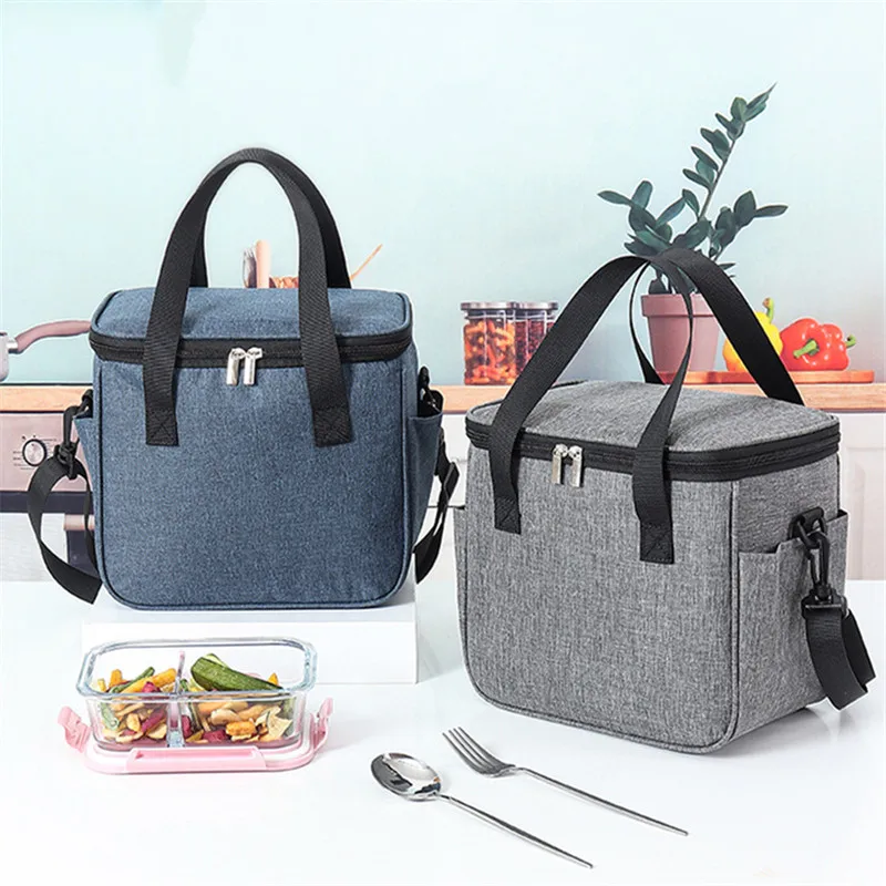 Portable Thermal Lunch Box Bag New Simple Large Capacity Waterproof Picnic Food Tote Insulation Belt Bento Bag For Office Worker