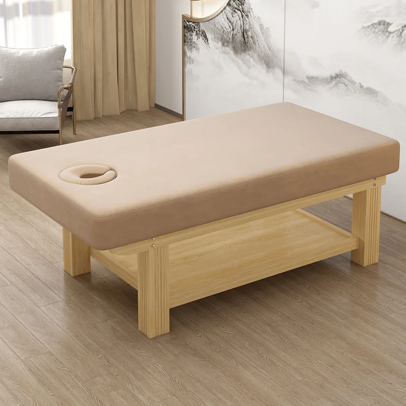 

Solid wood massage bed, massage bed, beauty salon special beauty bed, embroidered eyelash bed with arm hole SPA treatment bed