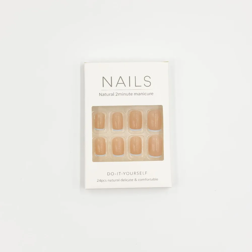 Faux ongles français portables pour filles, couverture complète, presse sur les poignées, bouts d'ongles, français, N64.Square