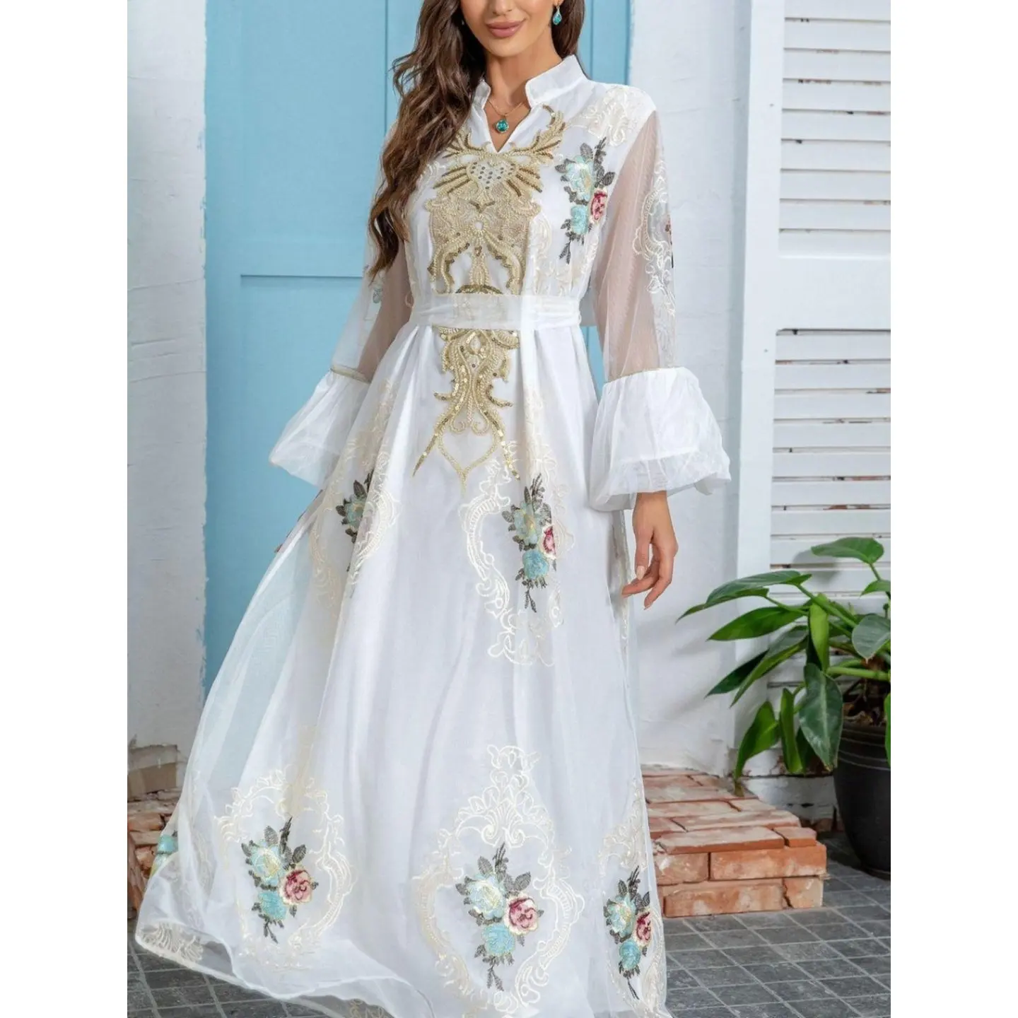 

Длинное платье-халат с вышивкой пайетками, женское модное вечернее платье, элегантное блестящее повседневное платье для вечеринок KTV, женский костюм