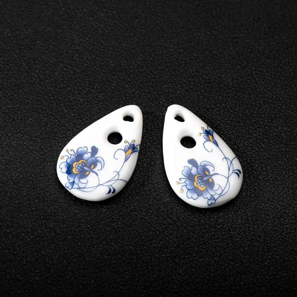 2pcs Ceramic Applique Pendant Necklace Earring Jewelry Making Porcelain Accessories Kralenset Voor Sieraden Maken Z675