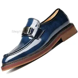 HNXC Fashion Men Loafers Luxury Genuine Leather Slip On Black Blue Formal Men Dress Shoes Office Wedding Casual Men Oxford Shoes