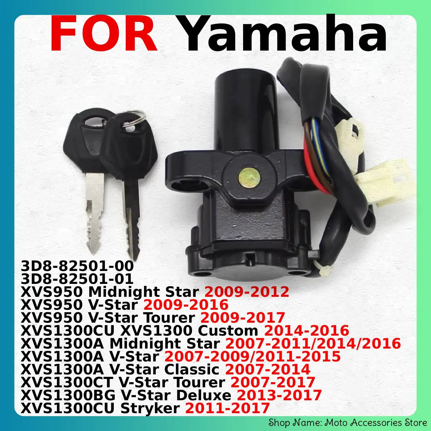

Motorcycle Ignition Switch Key Fits For Yamaha XVS950 XVS1300CU XVS1300A XVS1300CT XVS1300BG XVS1300 3D8-82501-01 3D8-82501-00