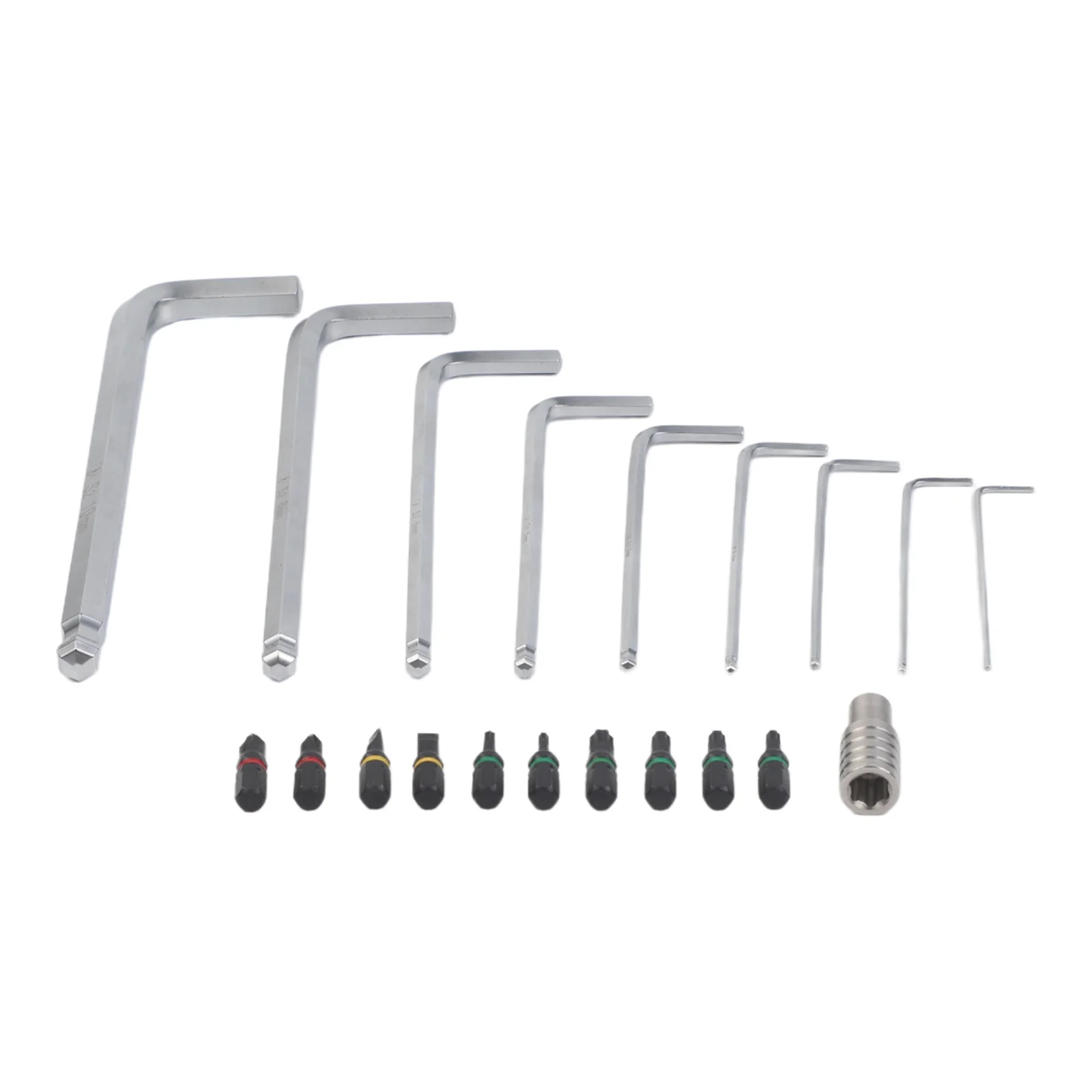 Extended L Shaped Hex Key Set with Ball Head for Auto and Furniture Use with H6 3 Adapter and Butterfly Shaped Storage Case