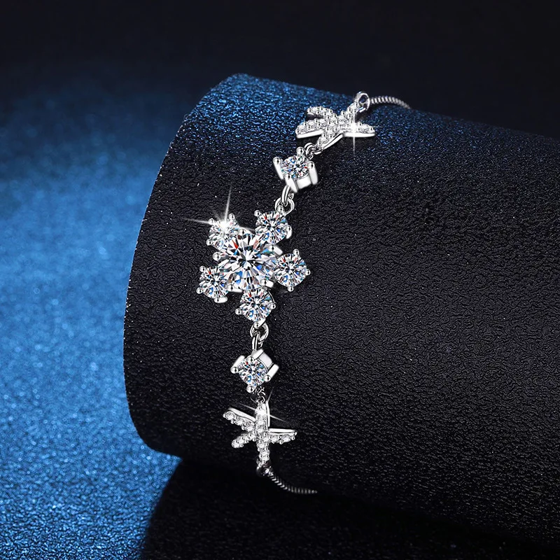 D color moissanite bracelet light luxury smart starfish 1 carat moissanite diamond bracelet adjustable platinum PT950 mark