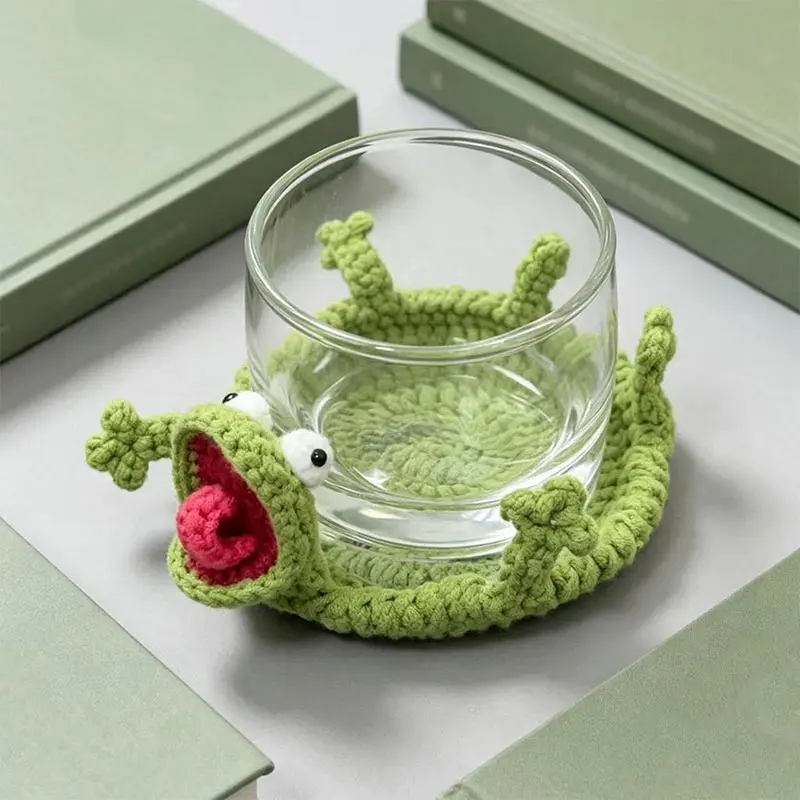 Handgefertigte Häkel-Tieruntersetzer 3D Eidechse Eichhörnchen Baumwollgarn Hitzebeständige Untersetzer DIY Anfänger Getränkeuntersetzer Dekoratives Geschenk
