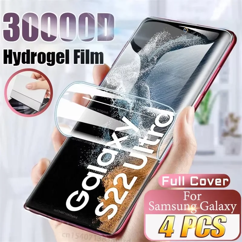 4 SZTUKI Folia Hydrożelowa do Samsung Galaxy S20 S21 S22 S23 S24 S25 S26 Ultra Ochraniacz Ekranu Pełne Pokrycie do Samsung S23 FE S24 Plus