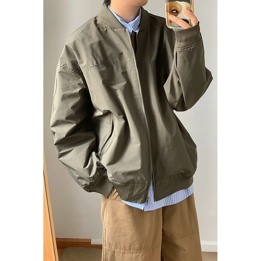 

American Sle Loose Fit Baseball Jaet Flight Coat Stand Collar Workwear Outerwear for Men And Women Outdoor High End Feel