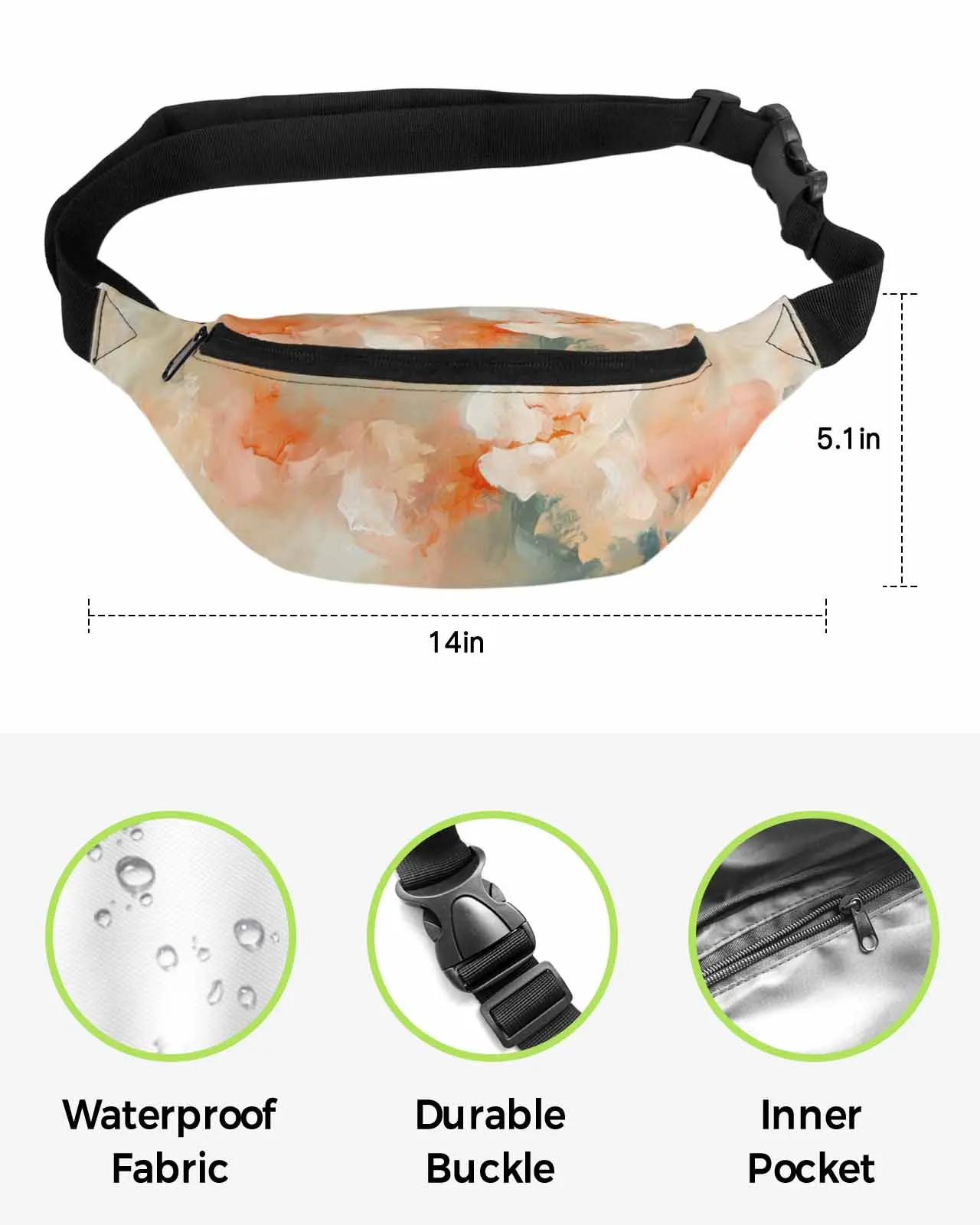 Abstract Modern Art Of Flower Oil Painting Phone Belt Bag Wallet Pouch Waterproof Waist Bag Fanny Pack for Women Men