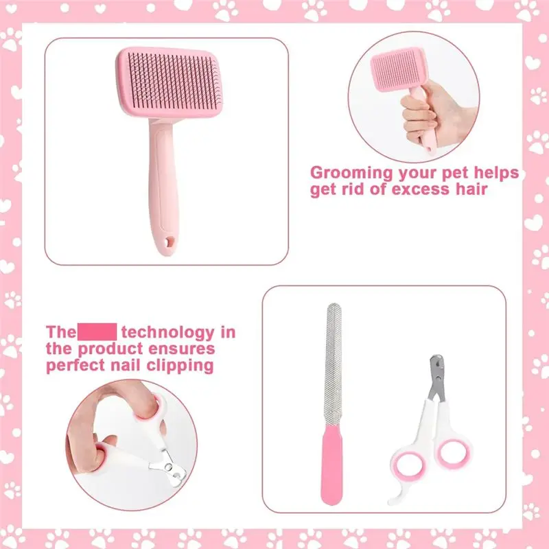 مجموعة أدوات العناية بالكلاب مكونة من 8 قطع من فرشاة الكلاب، مجموعة التنظيف الذاتي للحيوانات الأليفة، مع مقصات أظافر وملفات للحيوانات الأليفة، مشط، فرشاة حمام شامبو للحيوانات الأليفة #2