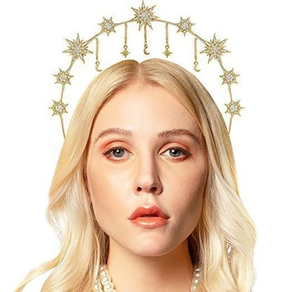 Gothic  Sun Crown Black Color Lolita Spiked Headpiece Baroque Style Photography Performance Renaissance Cosplay Headband