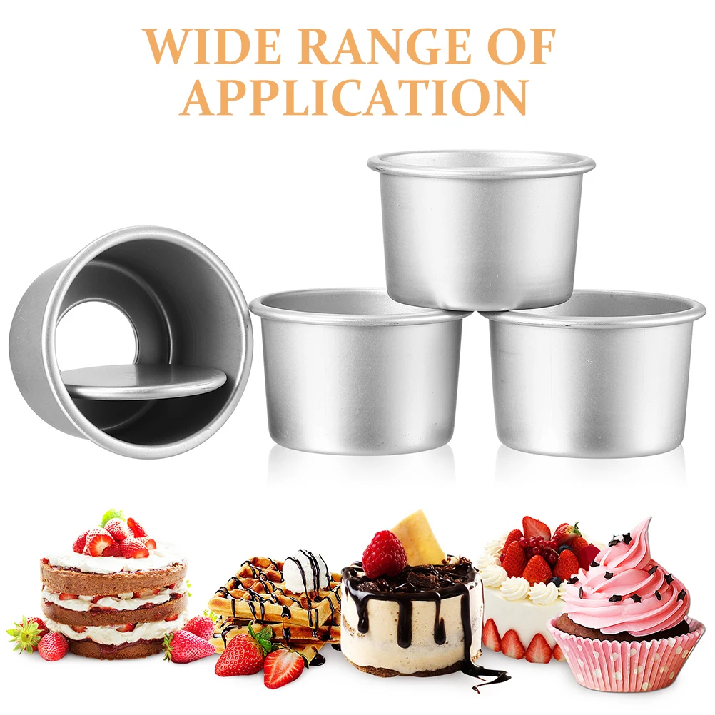 

5pcs Mini Round Cake Molds Aluminum Baking Pans Loose Bottom Even Heat Distribution Supplies Fruit Pumpkin Pies Cakes Desserts
