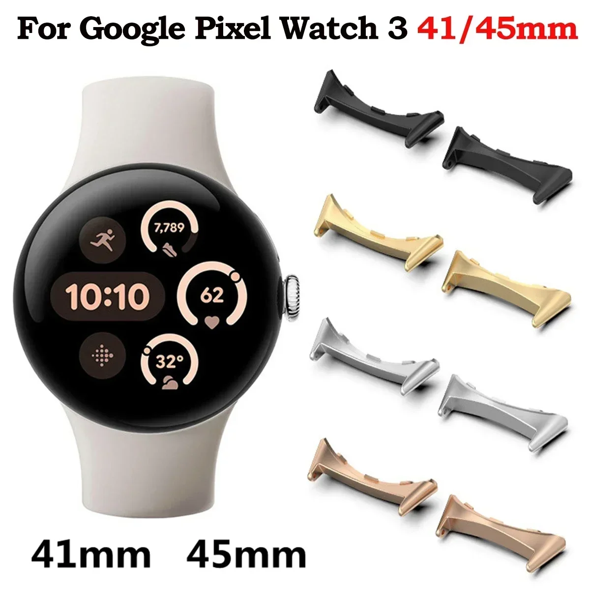 2pcs Watch Strap Connector Adapter For Google Pixel Watch 3 41mm 45mm Accessories Metal Smartwatch Adapters Replacement