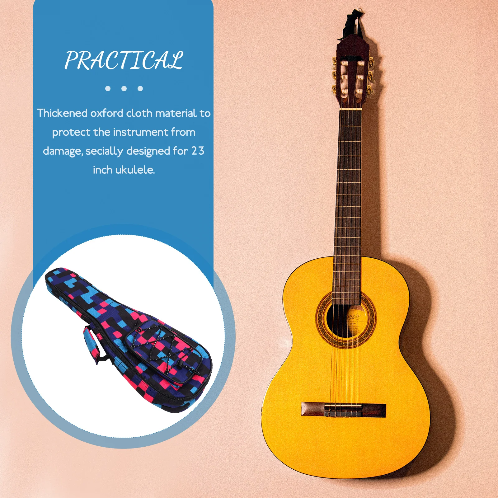 

Ukulele Bag 23 Inch Thickened Oxford Cloth Instrument Protection Double Shoulder Strap Handheld Carry Storage Pouch