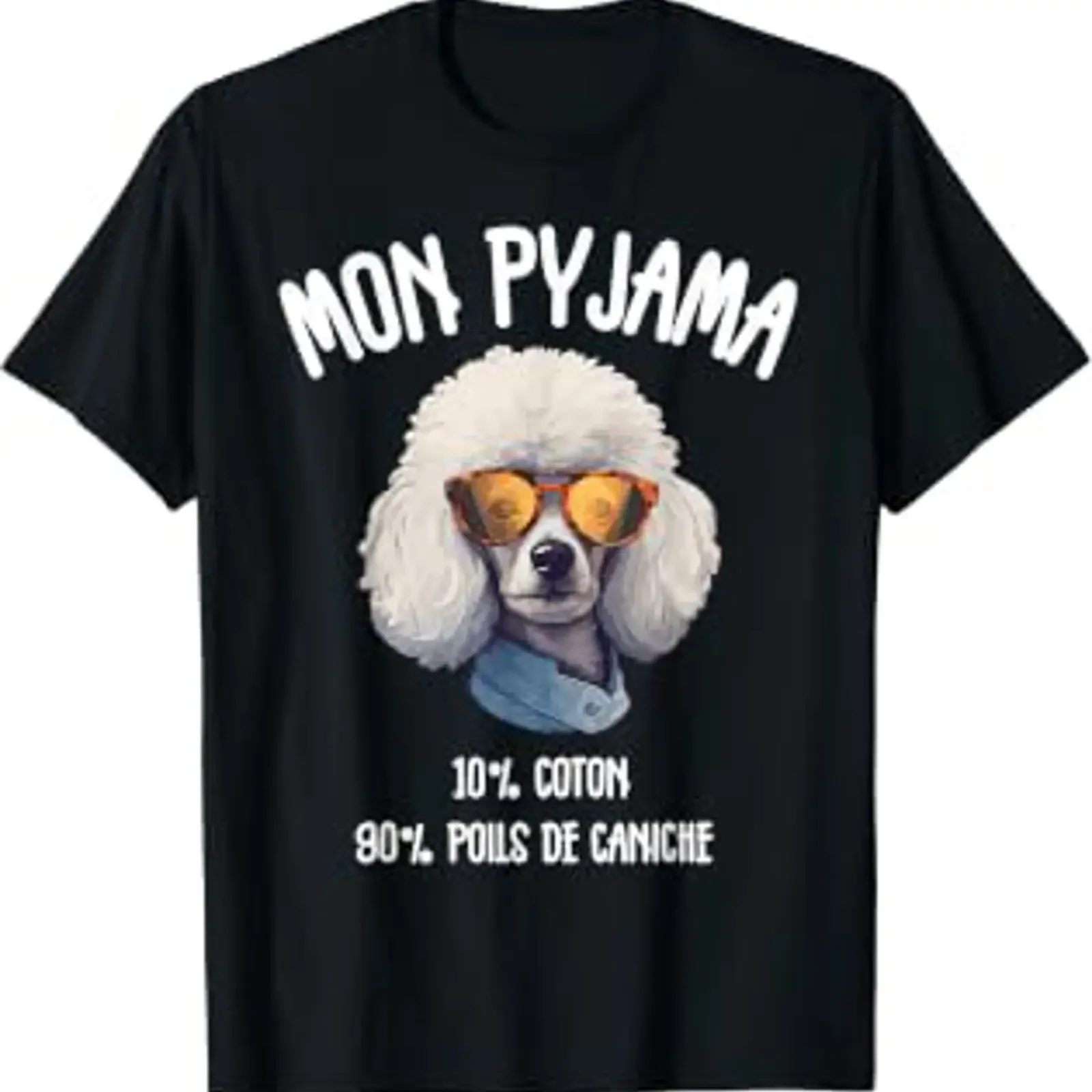 Camiseta vintage lavada con estampado gráfico de Caniche Cadeau Humor Pyjama Chien Bichon Frisé, estilo streetwear, para uso diario.