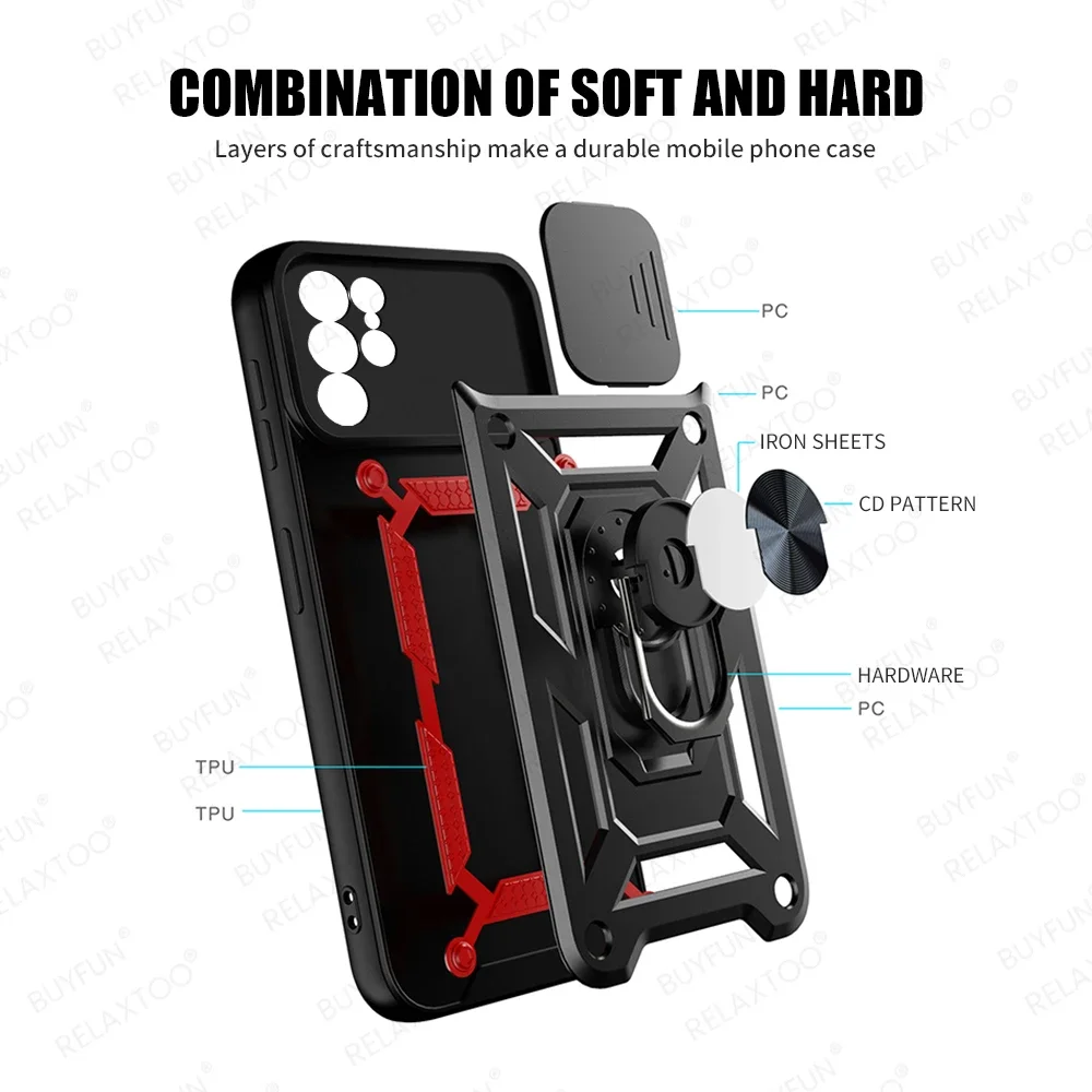 car magnetic holder ring shockproof armor phone case for Samsung Galaxy S24 Ultra Plus S 24Ultra push pull lens protection shell