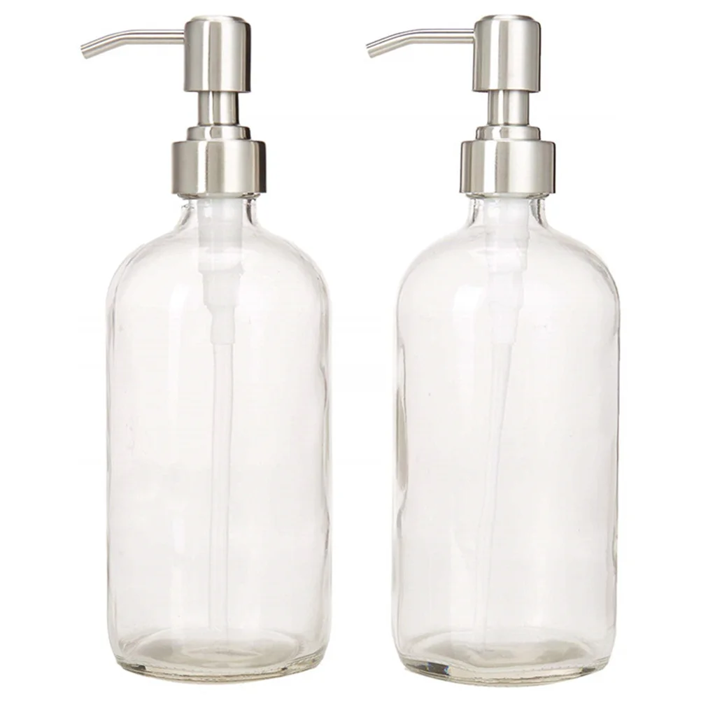 

2 Stainless Lids Pump Dispenser Rust Proof Classic For Bathroom Kitchen Soap Bottles 28mm Size