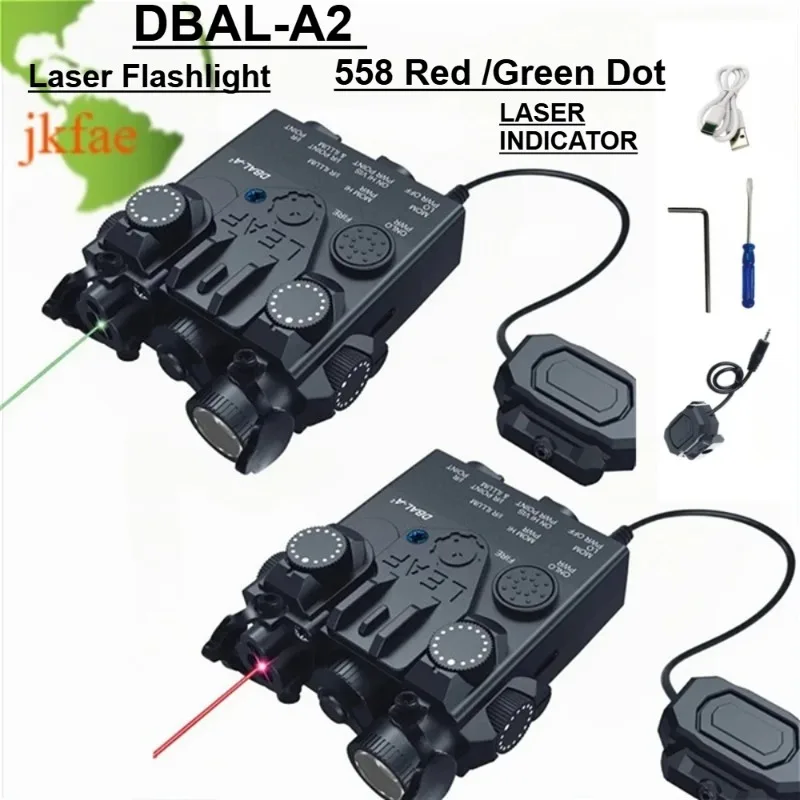 2026 NEW DBAL-A2 Red Green Laser & White LED Flashlight Tactical Indicator Fit 20mm Rail For Outdoor Sport Toy Accessory