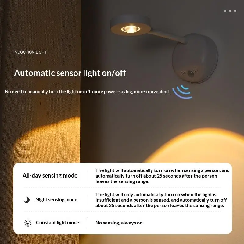 USB قابلة للشحن ذكي الإنسان الاستشعار اللاسلكية الجدار الخفيفة عكس الضوء Led الأضواء للإضاءة القراءة مطعم فندق بار