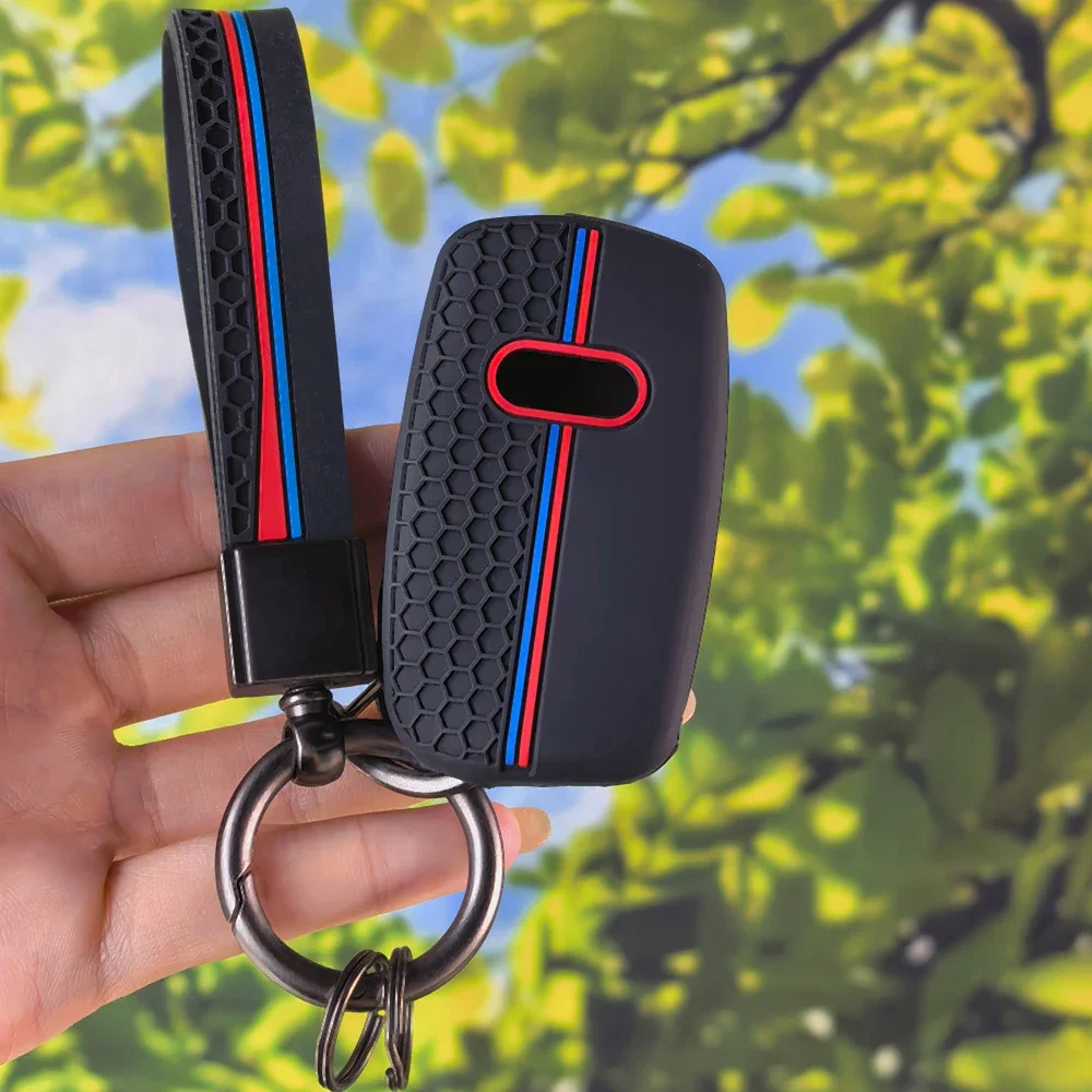 Soft Honeycomb Pattern Silicone Folding Key Shell With Keychain For Audi A1 B6 A6 C5 A4 B5 TT 8N A2 A3 Car Remote Fob Cover