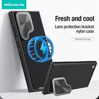 NILLKIN for Samsung Galaxy S24 Ultra MagSafe Case Magnetic Charging Textured Nylon Fiber Camera Stand Cover for Samsung S24Ultra