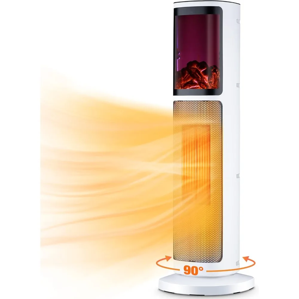 

Tower Heater with 3 Modes and Thermostat, 90 ° Oscillation, 12H Timer, Remote, Overheating and Overturning Protection, 3D Flame