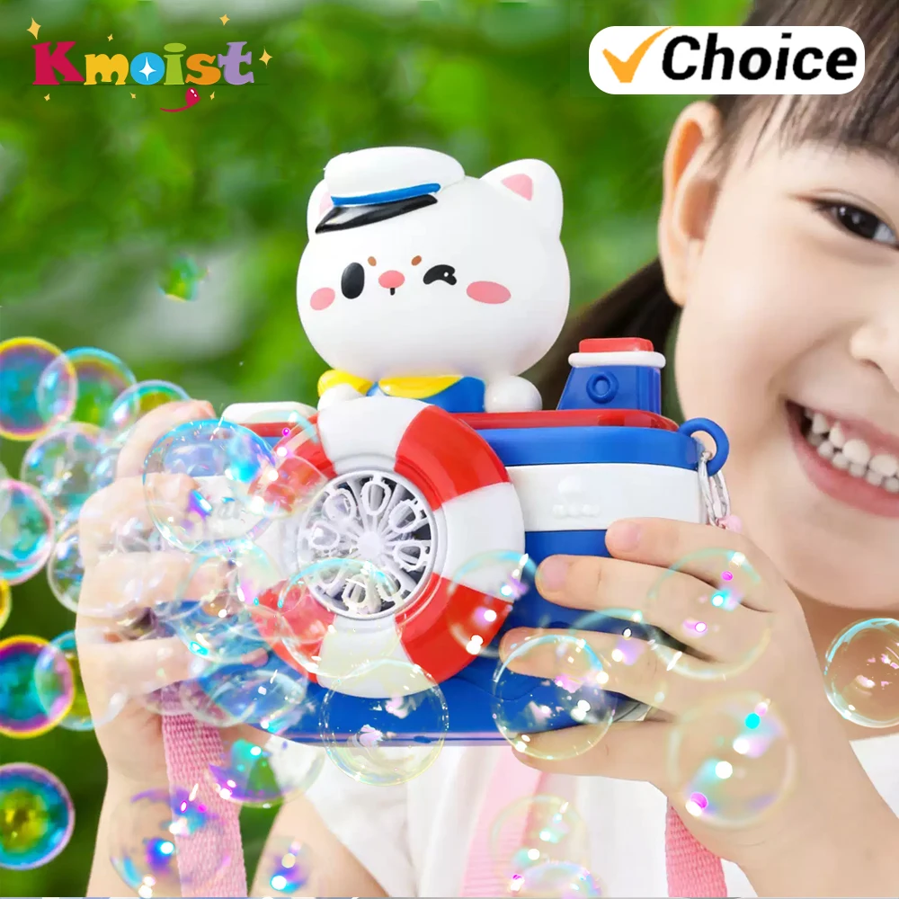 Cartoon Camera Bubble Machine Automatic Outdoor Handheld Porous Bubble Blower Rechargeable Bubble Maker Luminous Party Toy Gifts