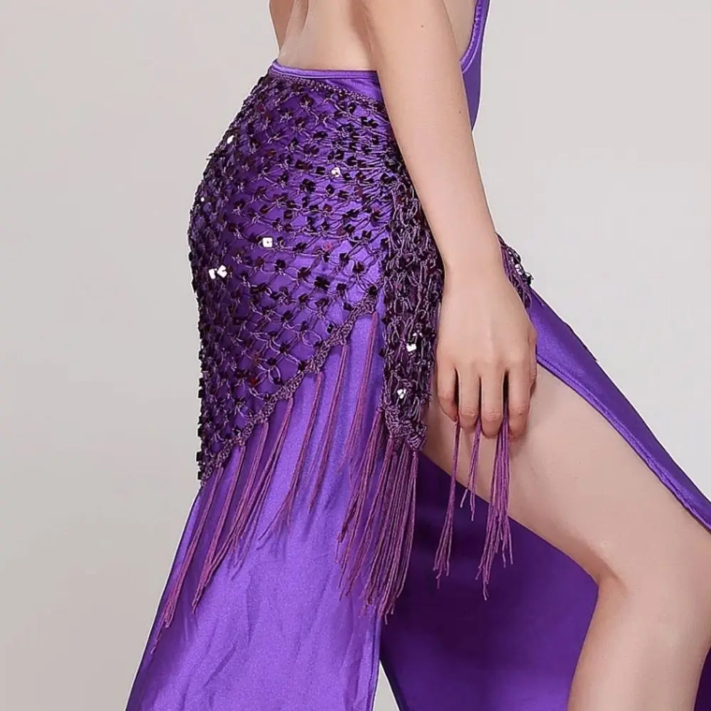 

Модный шарф с кисточками для танца живота, богемный женский пояс с блестками, юбка, вязанная крючком, поясная цепочка для танцев