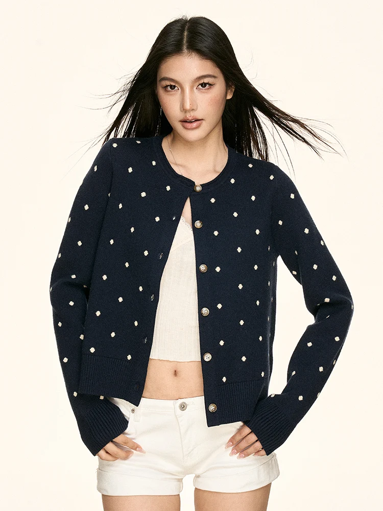 

Женский вязаный кардиган Aaisup в клетку с мягким узором в горошек, осенне-зимняя новинка, универсальный облегающий свитер-пальто для подростков