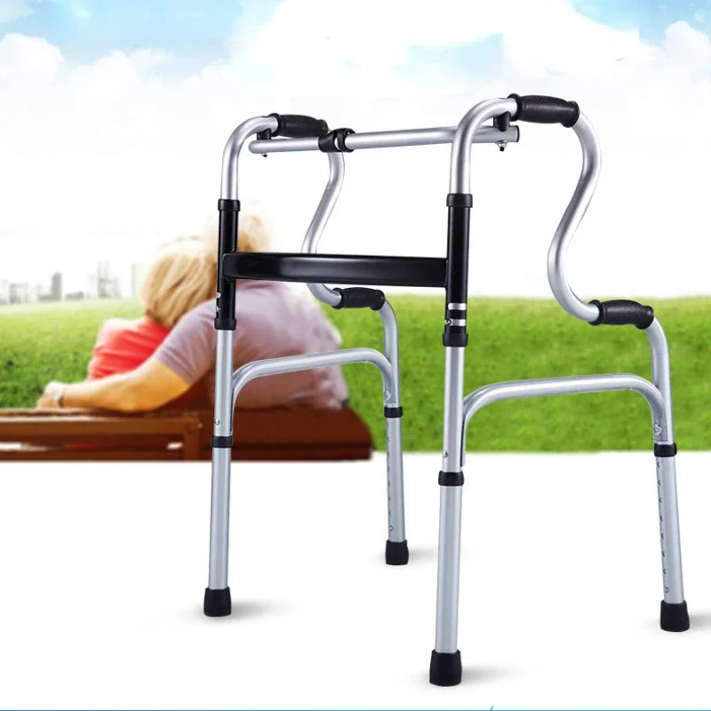 

Lightweight Aluminum Alloy Walkers and Crutches, Foldable Durable Walking Stick Chair, Mobility Aid for Elderly, Walk Support